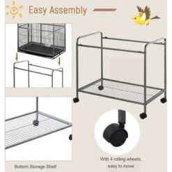 PawHut 65-in Double Rolling Metal Bird Cage, Black & Gray -Sunny Decor Shop 661014 PT7. AC SS1800 V1664894695
