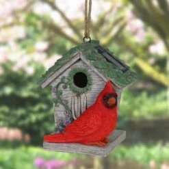 Exhart Solar Cardinal Hanging Bird House -Sunny Decor Shop 681006 PT2. AC SS1800 V1696538121