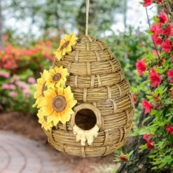 Exhart Solar Sunflower Hand Painted Bee Hive Hanging Bird House 13 Exhart Solar Sunflower Hand Painted Bee Hive Hanging Bird House -Sunny Decor Shop 681038 PT2. AC SS1800 V1696538120