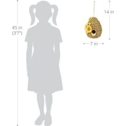 Exhart Solar Sunflower Hand Painted Bee Hive Hanging Bird House 14 Exhart Solar Sunflower Hand Painted Bee Hive Hanging Bird House -Sunny Decor Shop 681038 PT3. AC SS1800 V1696538120