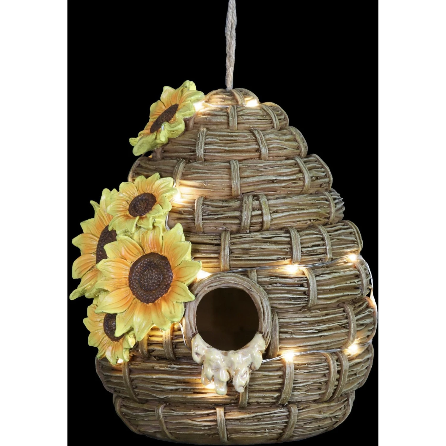 Exhart Solar Sunflower Hand Painted Bee Hive Hanging Bird House 10 Exhart Solar Sunflower Hand Painted Bee Hive Hanging Bird House - Image 8