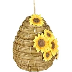 Exhart Solar Sunflower Hand Painted Bee Hive Hanging Bird House 19 Exhart Solar Sunflower Hand Painted Bee Hive Hanging Bird House -Sunny Decor Shop 681038 PT8. AC SS1800 V1696538121