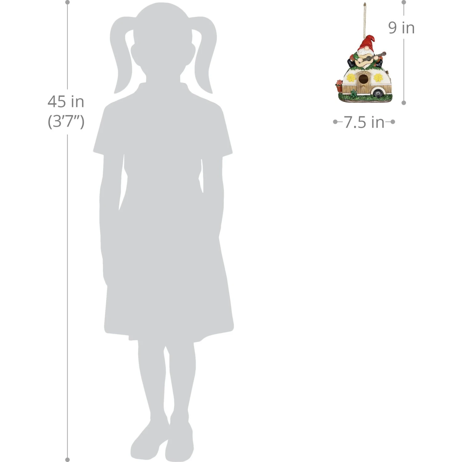 Exhart Solar Guitar Gnome On A Camper Hanging Bird House 6 Exhart Solar Guitar Gnome On A Camper Hanging Bird House - Image 4