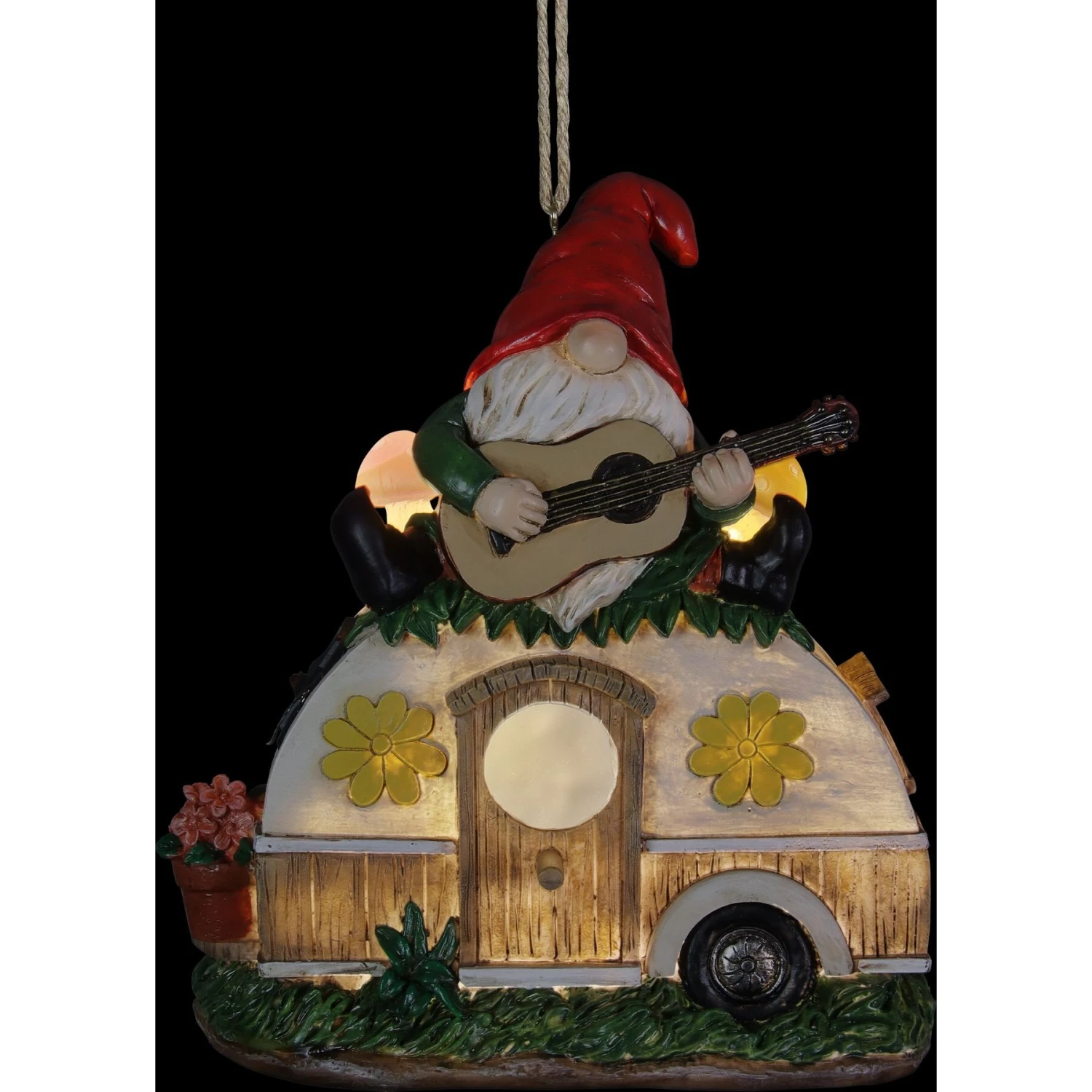 Exhart Solar Guitar Gnome On A Camper Hanging Bird House 10 Exhart Solar Guitar Gnome On A Camper Hanging Bird House - Image 8