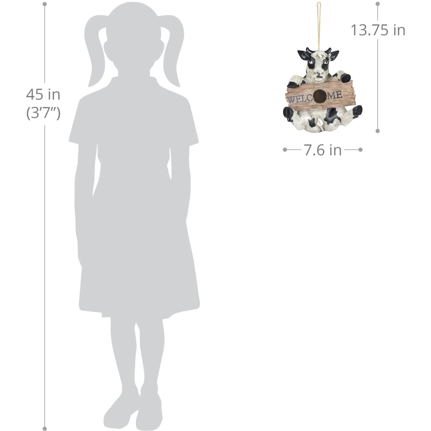 Exhart Hand Painted Cow With Welcome Sign Hanging Resin Bird House 5 Exhart Hand Painted Cow With Welcome Sign Hanging Resin Bird House - Image 3