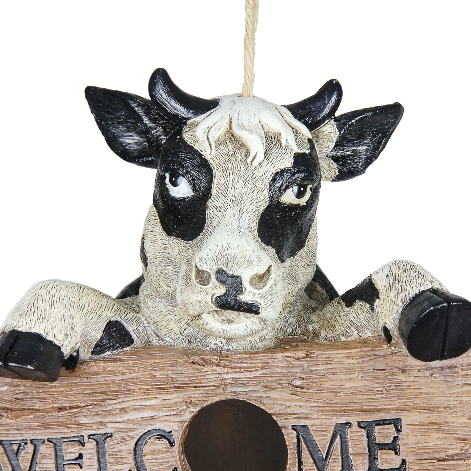 Exhart Hand Painted Cow With Welcome Sign Hanging Resin Bird House 7 Exhart Hand Painted Cow With Welcome Sign Hanging Resin Bird House - Image 5