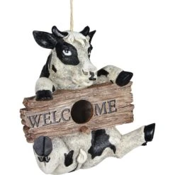 Exhart Hand Painted Cow With Welcome Sign Hanging Resin Bird House 16 Exhart Hand Painted Cow With Welcome Sign Hanging Resin Bird House -Sunny Decor Shop 681070 PT6. AC SS1800 V1666297540