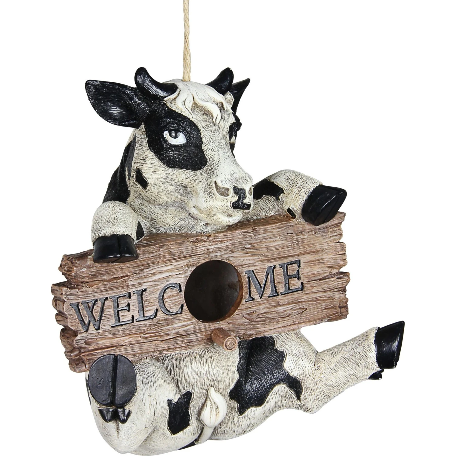 Exhart Hand Painted Cow With Welcome Sign Hanging Resin Bird House 9 Exhart Hand Painted Cow With Welcome Sign Hanging Resin Bird House - Image 7