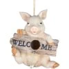 Exhart Hand Painted Pig With Welcome Sign Hanging Resin Bird House -Sunny Decor Shop 681086 MAIN. AC SS1800 V1666288852