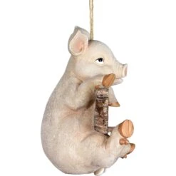 Exhart Hand Painted Pig With Welcome Sign Hanging Resin Bird House -Sunny Decor Shop 681086 PT5. AC SS1800 V1666297280