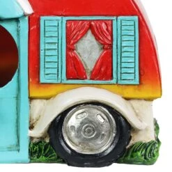 Exhart Hand Painted Hanging Camping Trailer Resin Bird House, Red/Blue -Sunny Decor Shop 681102 PT4. AC SS1800 V1666299370