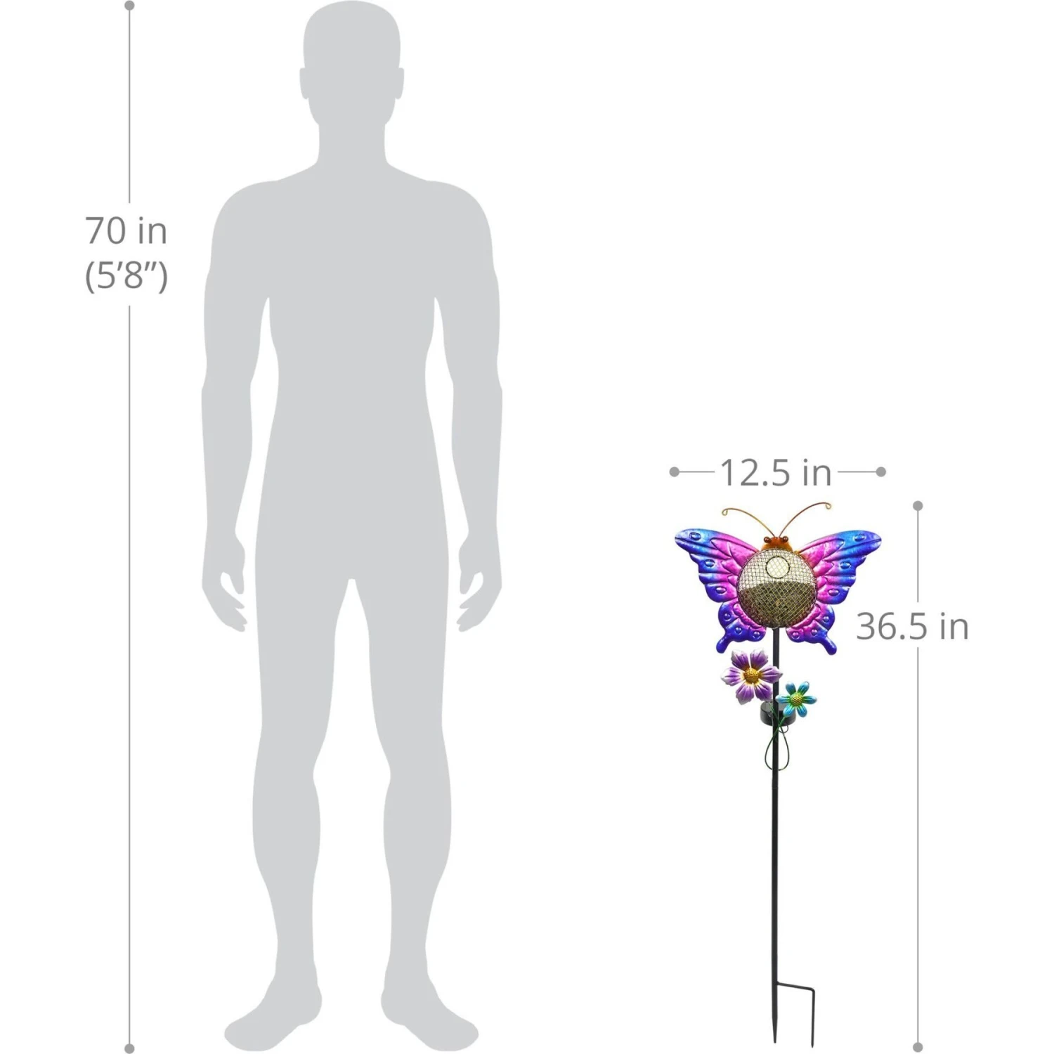 Exhart Solar Hand Painted Butterfly Metal Mesh Pellet Bird Feeder Garden Stake 6 Exhart Solar Hand Painted Butterfly Metal Mesh Pellet Bird Feeder Garden Stake - Image 4