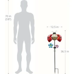 Exhart Solar Hand Painted Ladybug Metal Mesh Pellet Bird Feeder Garden Stake -Sunny Decor Shop 681150 PT3. AC SS1800 V1690485634