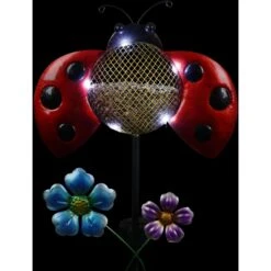 Exhart Solar Hand Painted Ladybug Metal Mesh Pellet Bird Feeder Garden Stake -Sunny Decor Shop 681150 PT6. AC SS1800 V1690485631