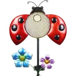 Exhart Solar Hand Painted Ladybug Metal Mesh Pellet Bird Feeder Garden Stake -Sunny Decor Shop 681150 PT7. AC SS1800 V1690485631