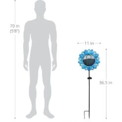 Exhart Solar Sunflower Metal & Glass Bird Seed Feeder Garden Stake -Sunny Decor Shop 681174 PT3. AC SS1800 V1691682250