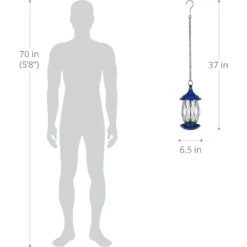 Exhart Metal Wire & Glass Bird Feeder, Blue -Sunny Decor Shop 681206 PT2. AC SS1800 V1666299372