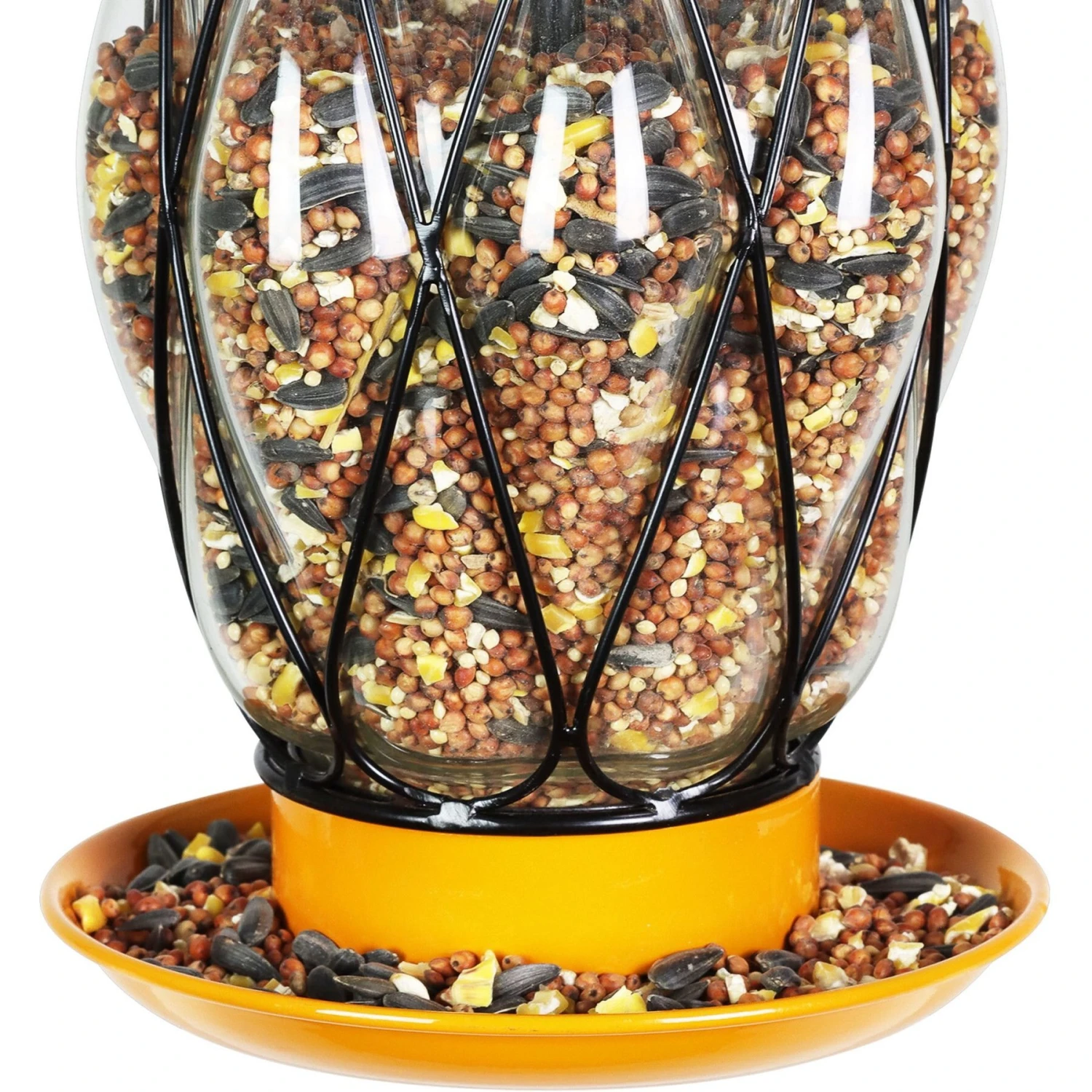 Exhart Tangerine Metal Wire & Glass Bird Feeder, Orange 7 Exhart Tangerine Metal Wire & Glass Bird Feeder, Orange - Image 5
