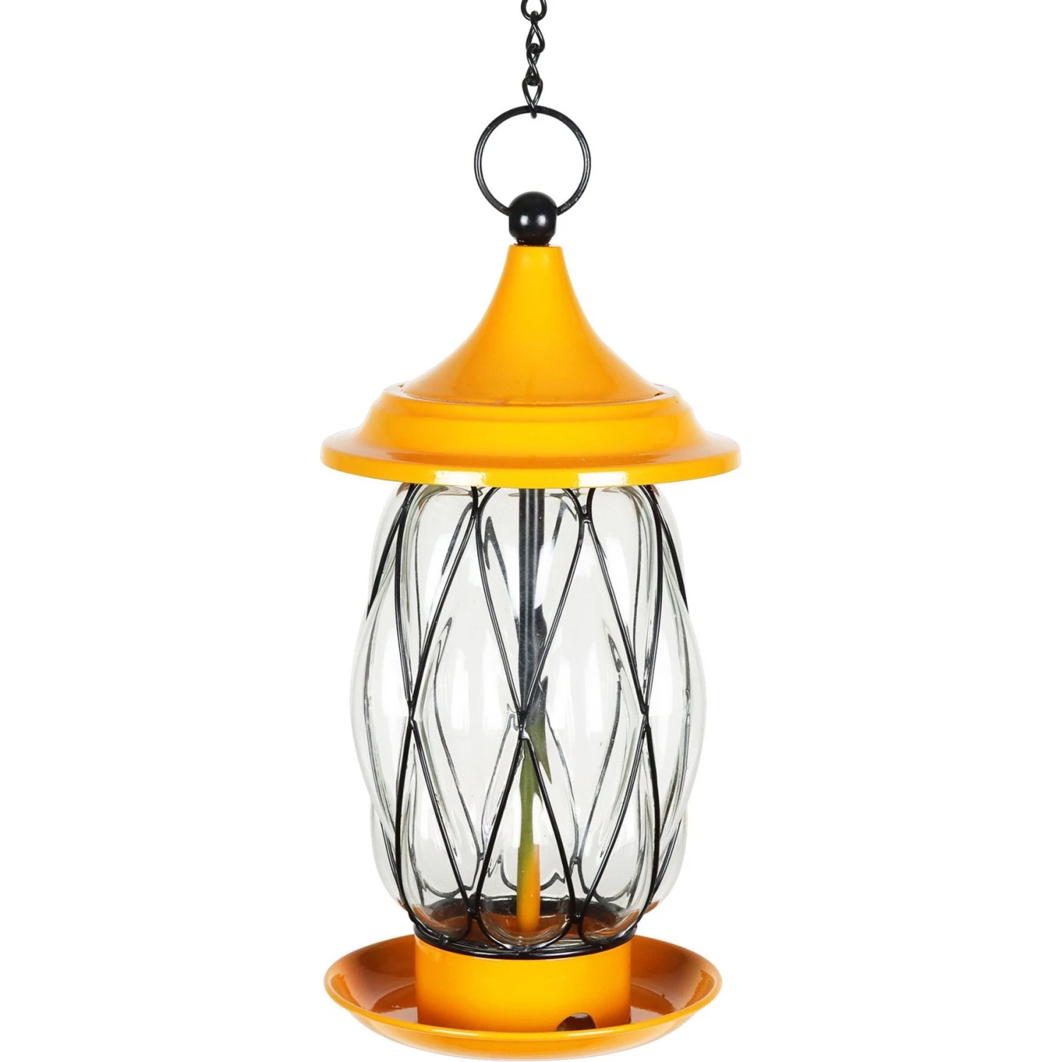 Exhart Tangerine Metal Wire & Glass Bird Feeder, Orange 8 Exhart Tangerine Metal Wire & Glass Bird Feeder, Orange - Image 6