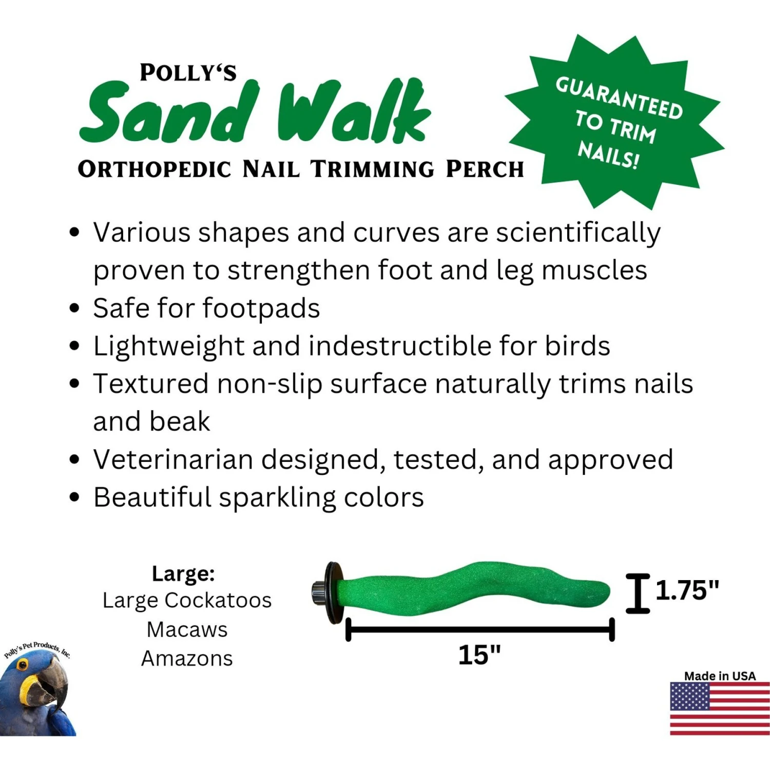 Polly's Pet Products Orthopedic Sandwalk Bird Perch 5 Polly's Pet Products Orthopedic Sandwalk Bird Perch - Image 3