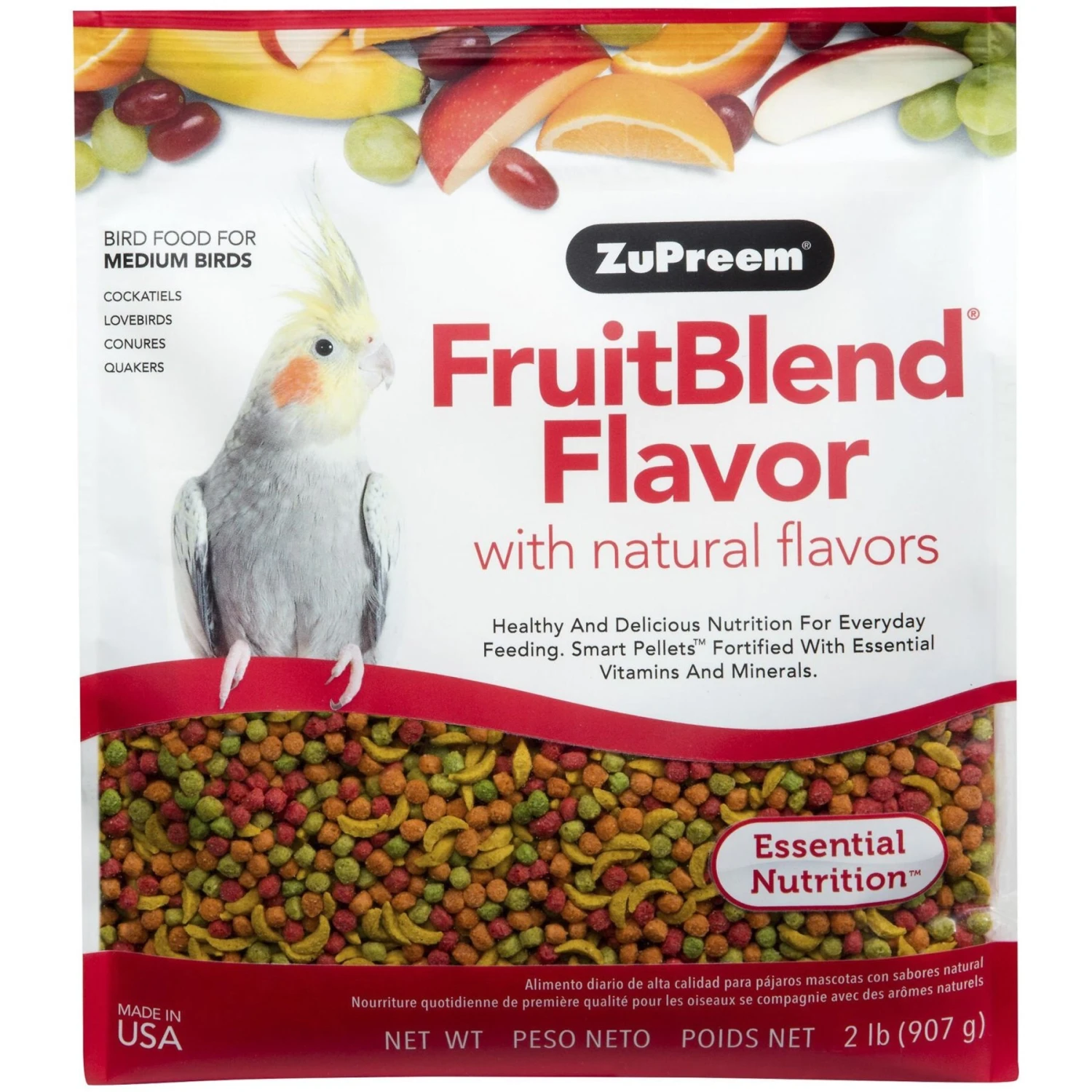 ZuPreem FruitBlend Flavor With Natural Flavors Daily Medium Bird Food & ZuPreem Sensible Seed Medium Bird Food, 2-lb Bag 4 ZuPreem FruitBlend Flavor With Natural Flavors Daily Medium Bird Food & ZuPreem Sensible Seed Medium Bird Food, 2-lb Bag - Image 2