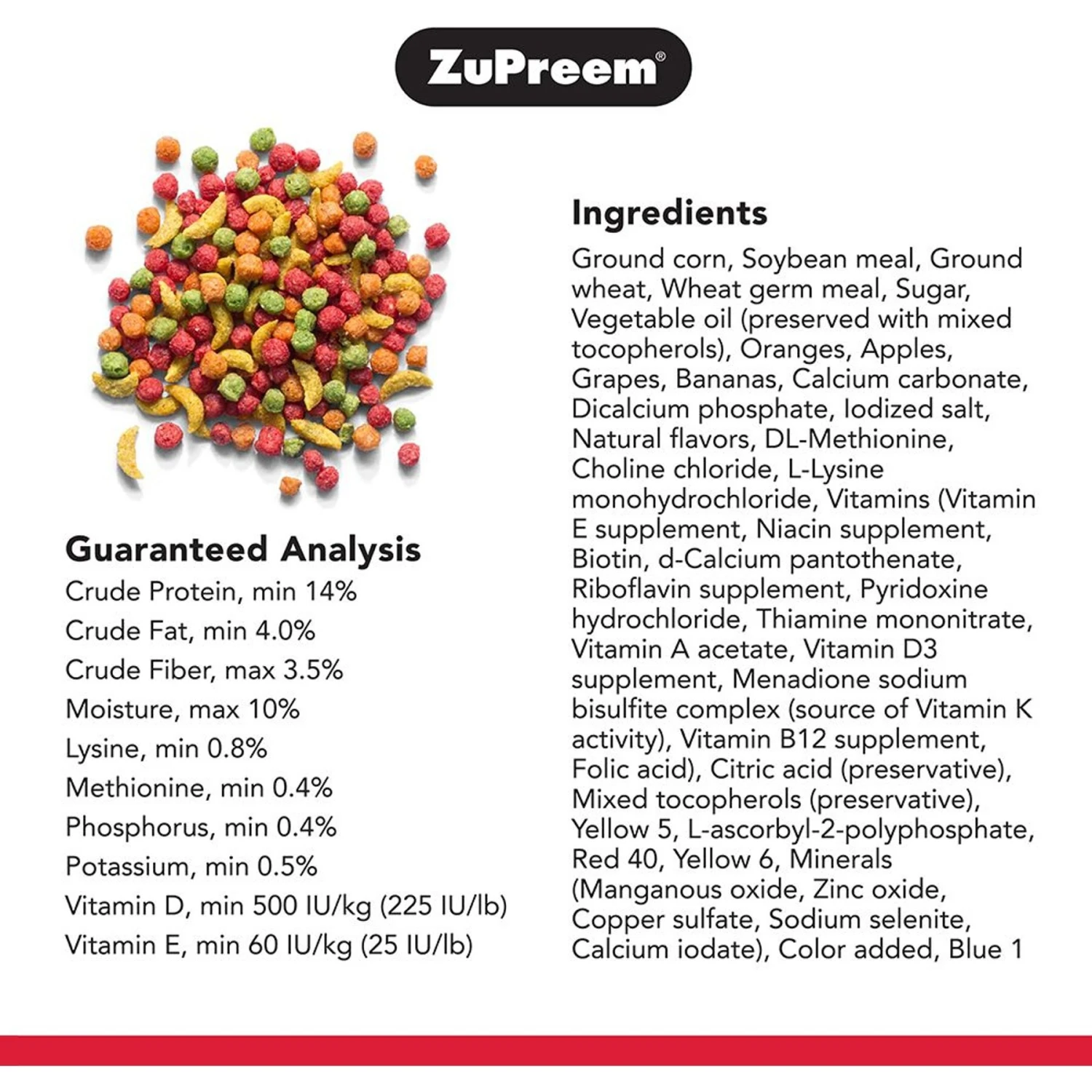 ZuPreem FruitBlend Flavor With Natural Flavors Daily Medium Bird Food & ZuPreem Sensible Seed Medium Bird Food, 2-lb Bag 5 ZuPreem FruitBlend Flavor With Natural Flavors Daily Medium Bird Food & ZuPreem Sensible Seed Medium Bird Food, 2-lb Bag - Image 3