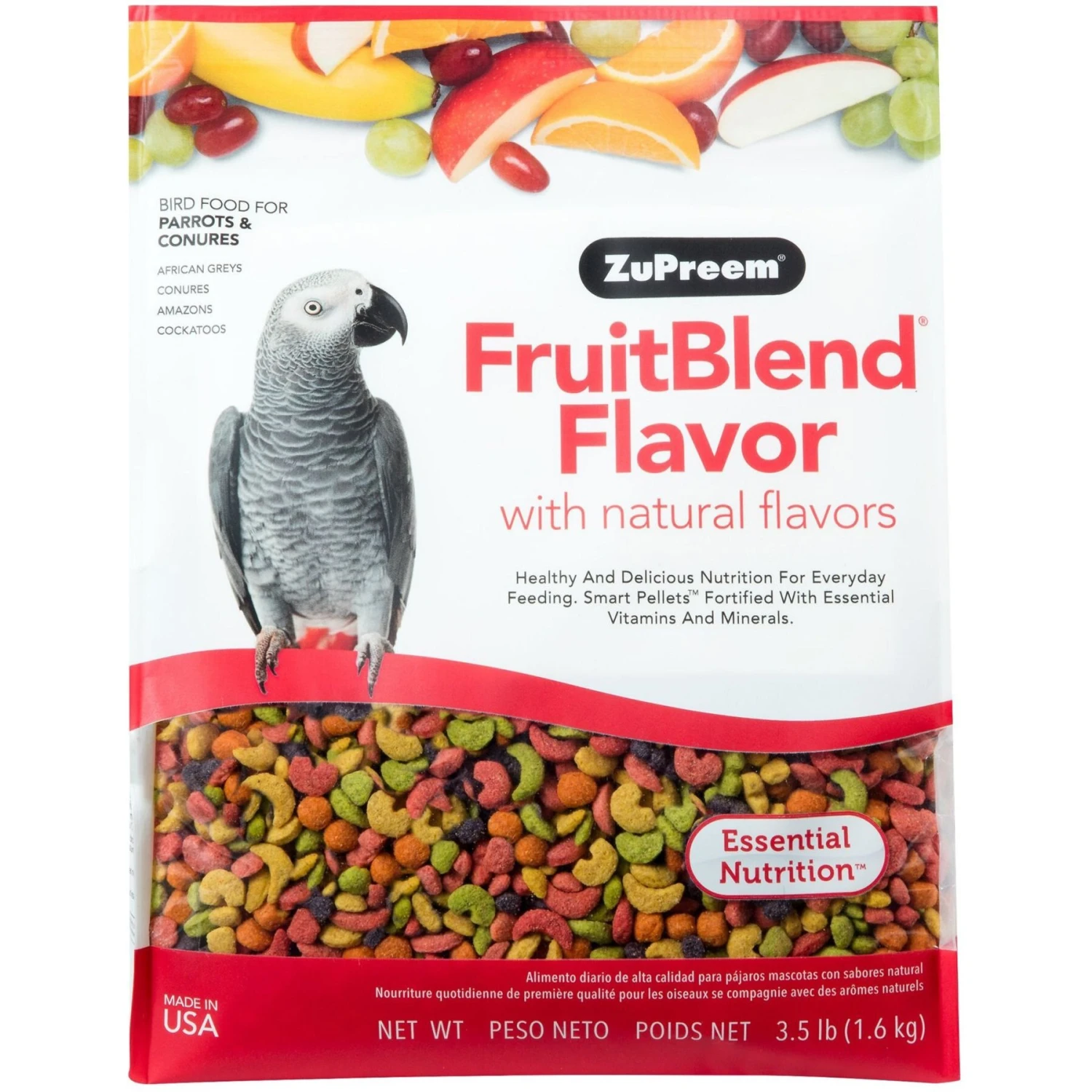 ZuPreem FruitBlend Flavor With Natural Flavors Daily Parrot & Conure Bird Food & ZuPreem Natural Daily Parrot & Conure Bird Food, 3-lb Bag 4 ZuPreem FruitBlend Flavor With Natural Flavors Daily Parrot & Conure Bird Food & ZuPreem Natural Daily Parrot & Conure Bird Food, 3-lb Bag - Image 2