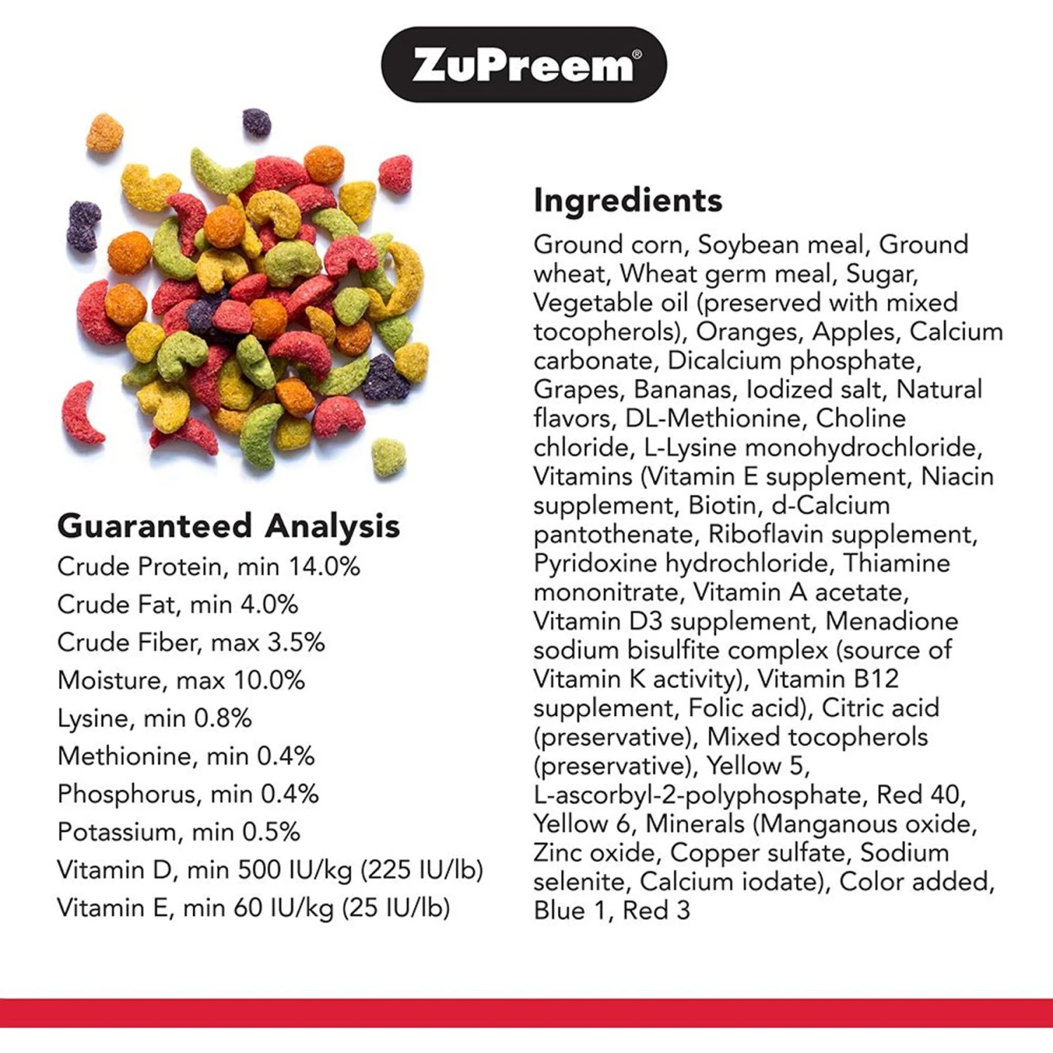 ZuPreem FruitBlend Flavor With Natural Flavors Daily Parrot & Conure Bird Food & ZuPreem Natural Daily Parrot & Conure Bird Food, 3-lb Bag 6 ZuPreem FruitBlend Flavor With Natural Flavors Daily Parrot & Conure Bird Food & ZuPreem Natural Daily Parrot & Conure Bird Food, 3-lb Bag - Image 4