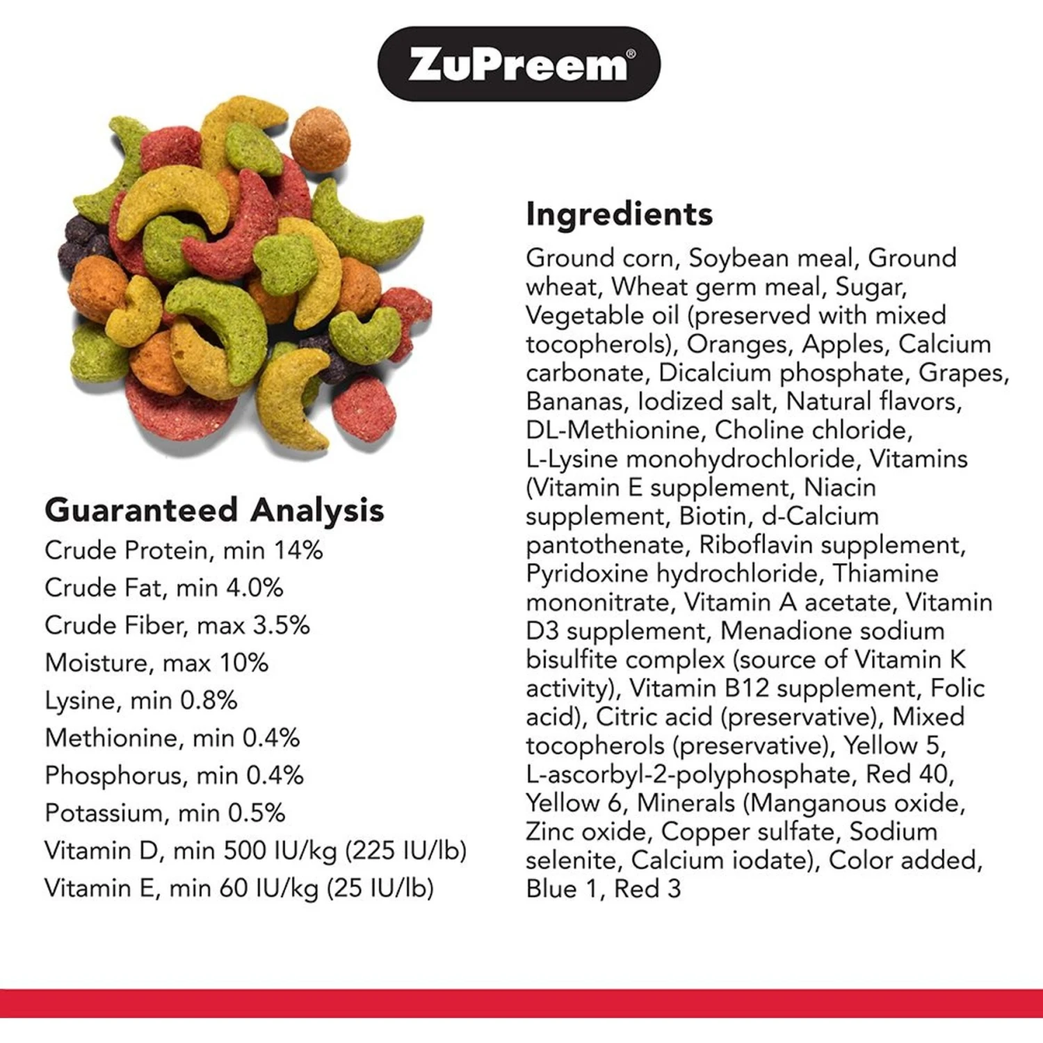 ZuPreem FruitBlend Flavor With Natural Flavors Daily Large Bird Food & ZuPreem Natural Daily Large Bird Food, 3-lb Bag 5 ZuPreem FruitBlend Flavor With Natural Flavors Daily Large Bird Food & ZuPreem Natural Daily Large Bird Food, 3-lb Bag - Image 3