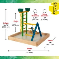 Caitec 18-in Junior Playground With Cups Bird Perch -Sunny Decor Shop 801838 PT3. AC SS1800 V1695997242