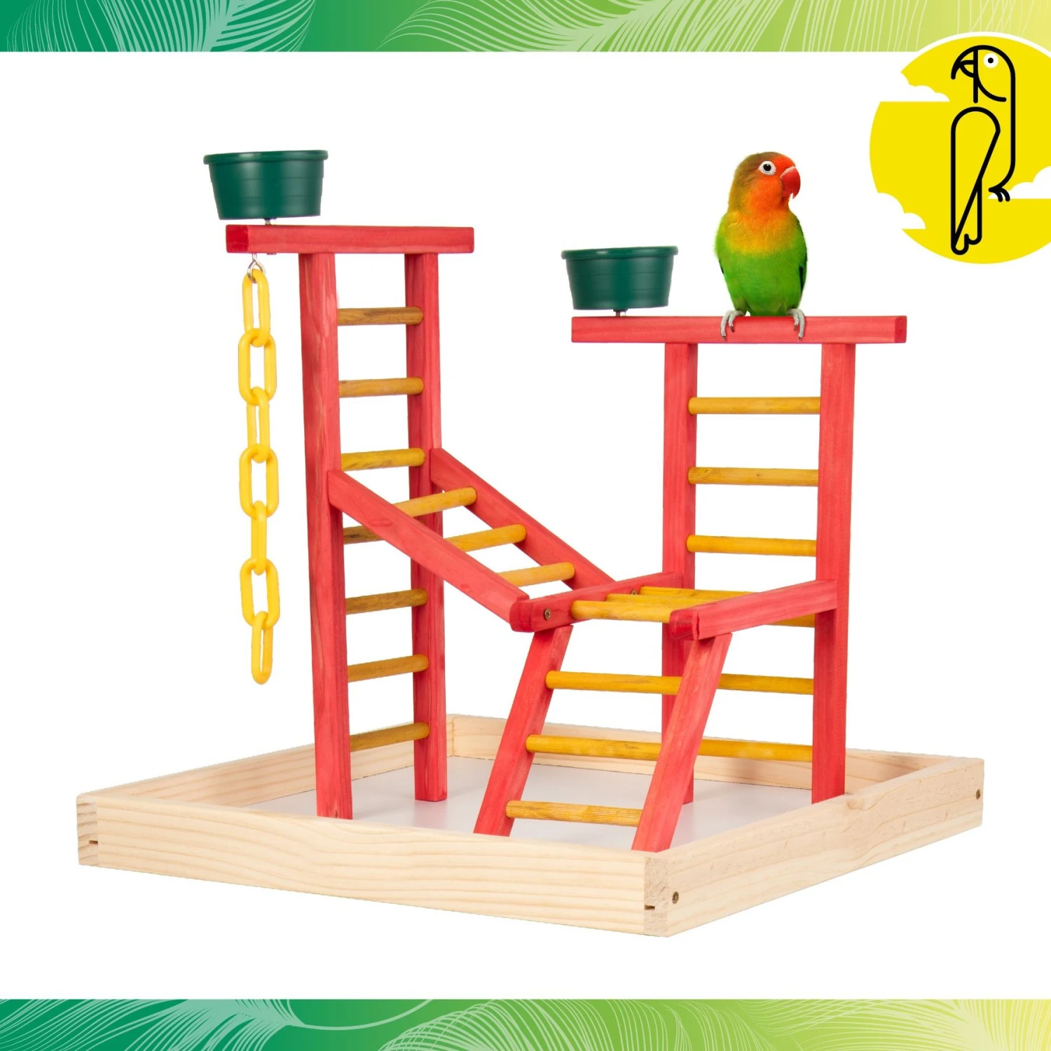 Caitec 18-in Bird Playland With Cups Bird Perch 4 Caitec 18-in Bird Playland With Cups Bird Perch - Image 2
