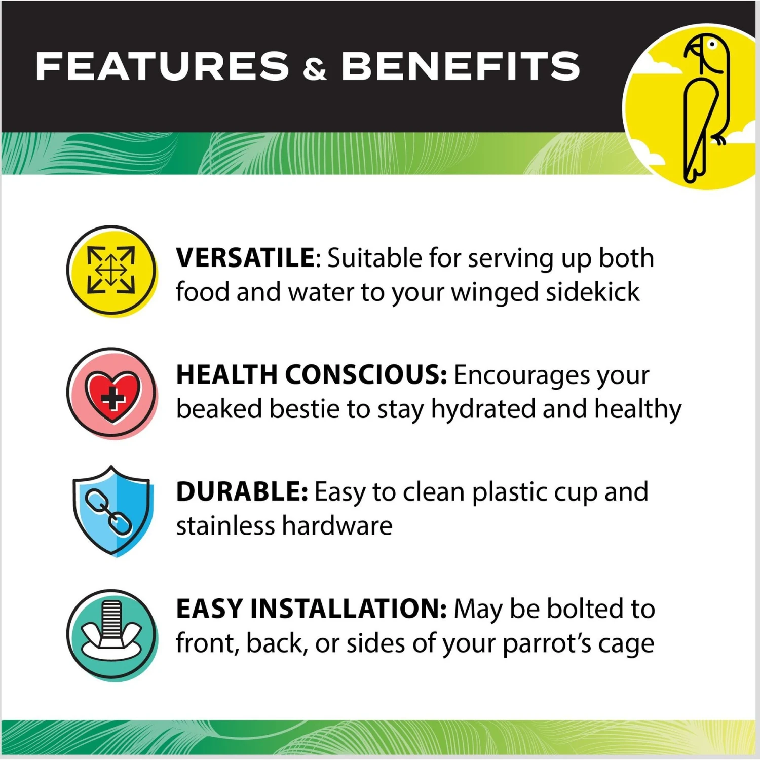 Caitec Plastic Cup With Stainless Hardware Bird Cage Accessory 8 Caitec Plastic Cup With Stainless Hardware Bird Cage Accessory - Image 6