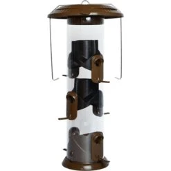 Natures Way Bird Products Wide Deluxe Funnel Flip Top Bird Feeder, Brown, 2.8-qt