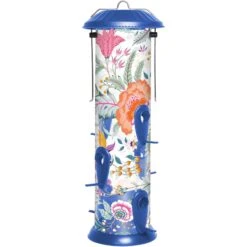 Natures Way Bird Products Fantasy Floral Easy Clean Bird Feeder, Blue, 2.8-qt