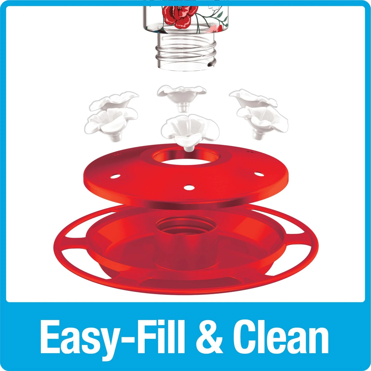 Natures Way Bird Products Vintage Blossom Decorative Glass Hummingbird Feeder, Red, 20-oz 7 Natures Way Bird Products Vintage Blossom Decorative Glass Hummingbird Feeder, Red, 20-oz - Image 5