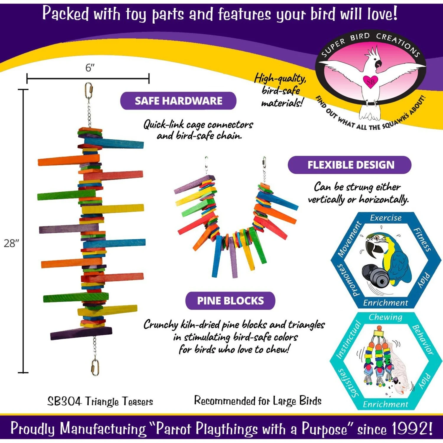 Super Bird Creations Triangle Teasers Bird Toy 5 Super Bird Creations Triangle Teasers Bird Toy - Image 3