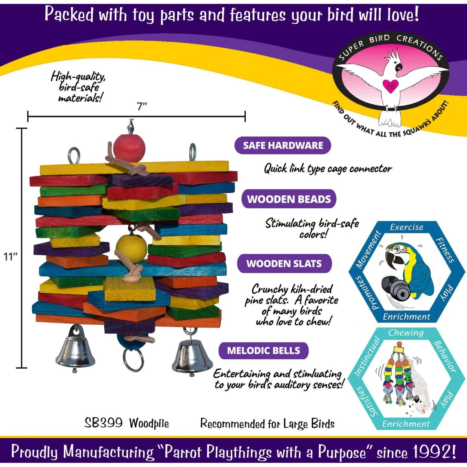 Super Bird Creations Woodpile Bird Toy 5 Super Bird Creations Woodpile Bird Toy - Image 3