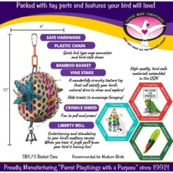 Super Bird Creations Basket Case Bird Toy 12 Super Bird Creations Basket Case Bird Toy -Sunny Decor Shop 864886 PT2. AC SS1800 V1687880297
