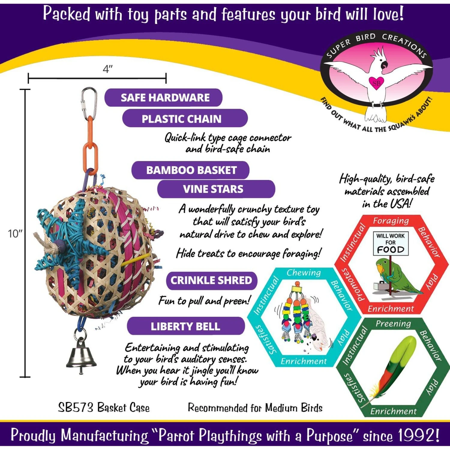 Super Bird Creations Basket Case Bird Toy 5 Super Bird Creations Basket Case Bird Toy - Image 3