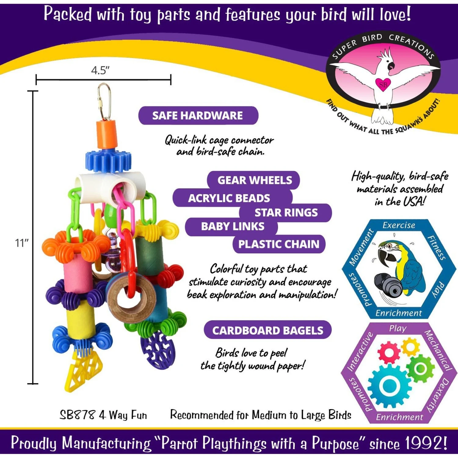 Super Bird Creations 4 Way Fun Bird Toy 5 Super Bird Creations 4 Way Fun Bird Toy - Image 3