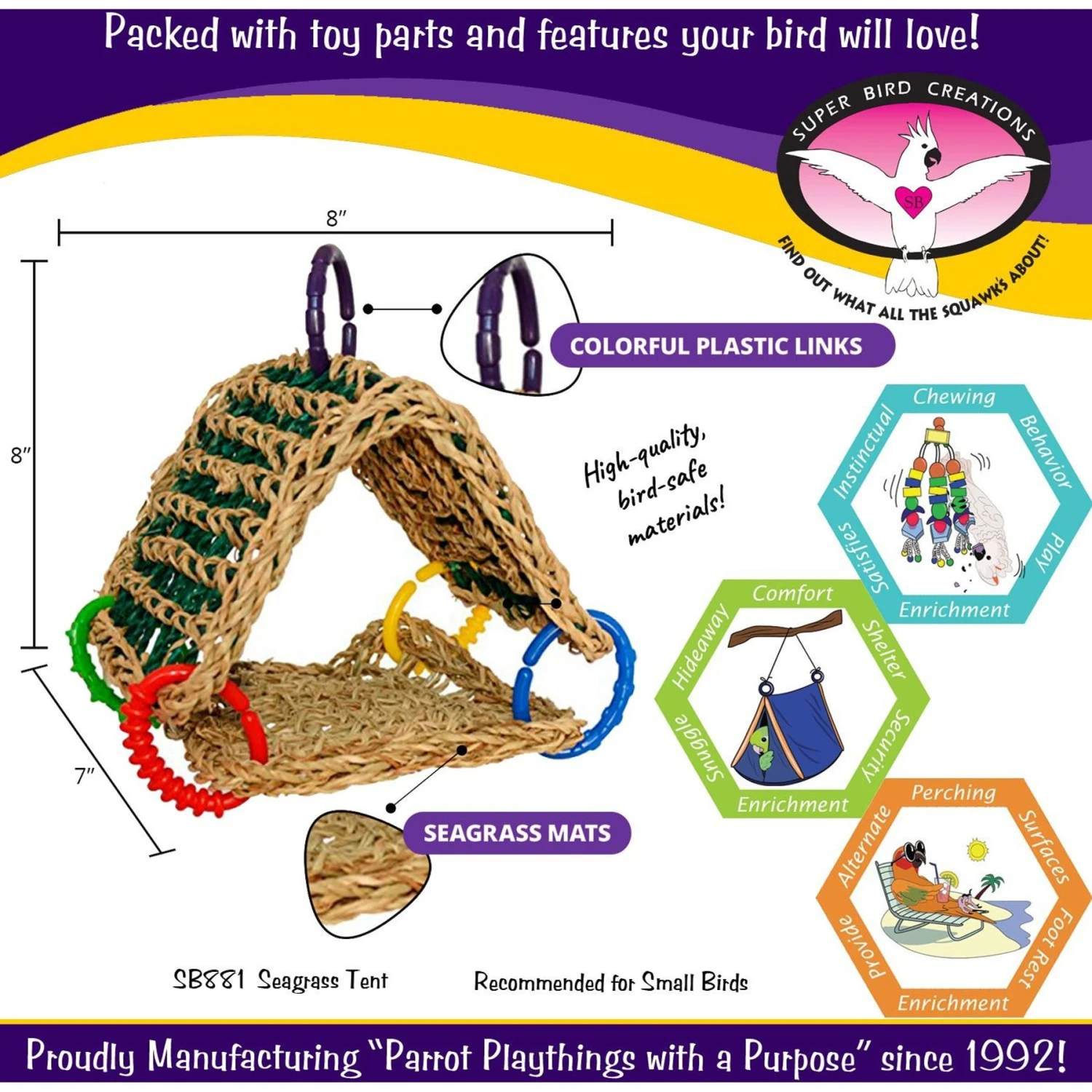 Super Bird Creations Seagrass Tent Bird Toy 5 Super Bird Creations Seagrass Tent Bird Toy - Image 3