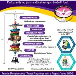 Super Bird Creations Jungle Stick Bird Toy 12 Super Bird Creations Jungle Stick Bird Toy -Sunny Decor Shop 865126 PT2. AC SS1800 V1687882608