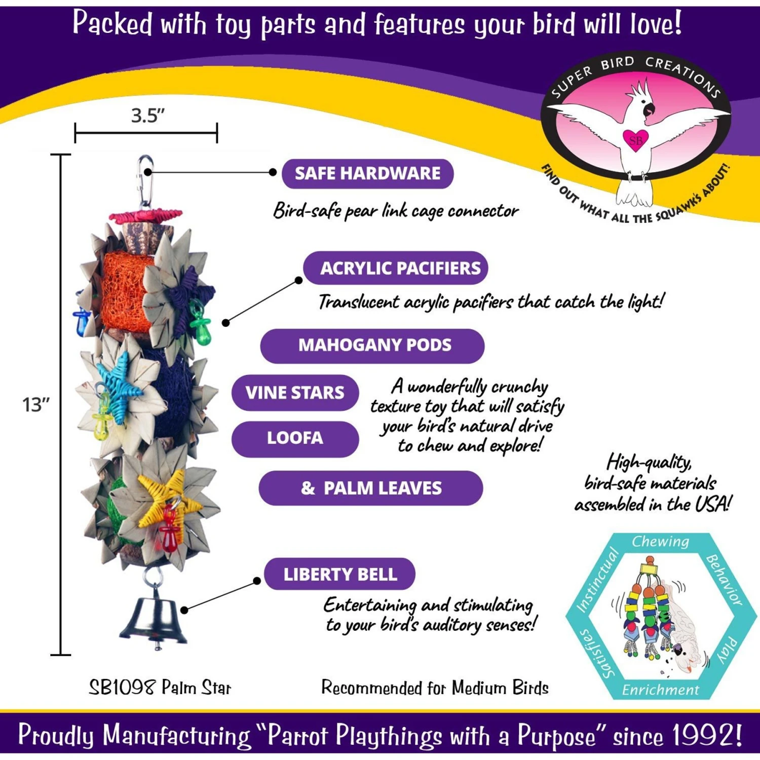 Super Bird Creations Palm Star Bird Toy 5 Super Bird Creations Palm Star Bird Toy - Image 3