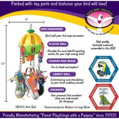 Super Bird Creations Kick Ball Bird Toy -Sunny Decor Shop 865158 PT2. AC SS1800 V1687893709