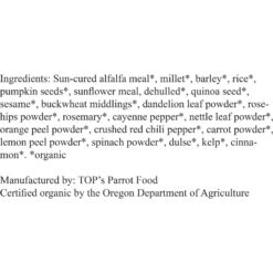 TOP's Parrot Food Organic Small Pellets Bird Food -Sunny Decor Shop 866398 PT2. AC SS1800 V1685525158