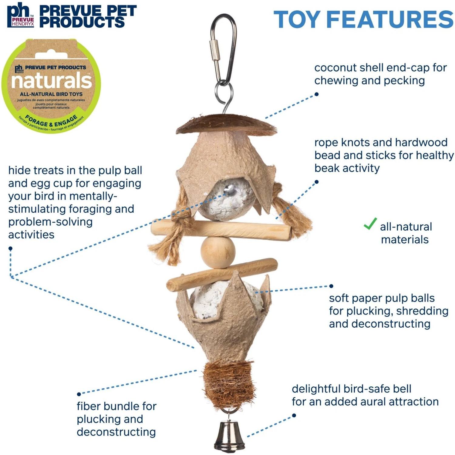 Prevue Pet Products Naturals Duchess Bird Toy, Natural 5 Prevue Pet Products Naturals Duchess Bird Toy, Natural - Image 3