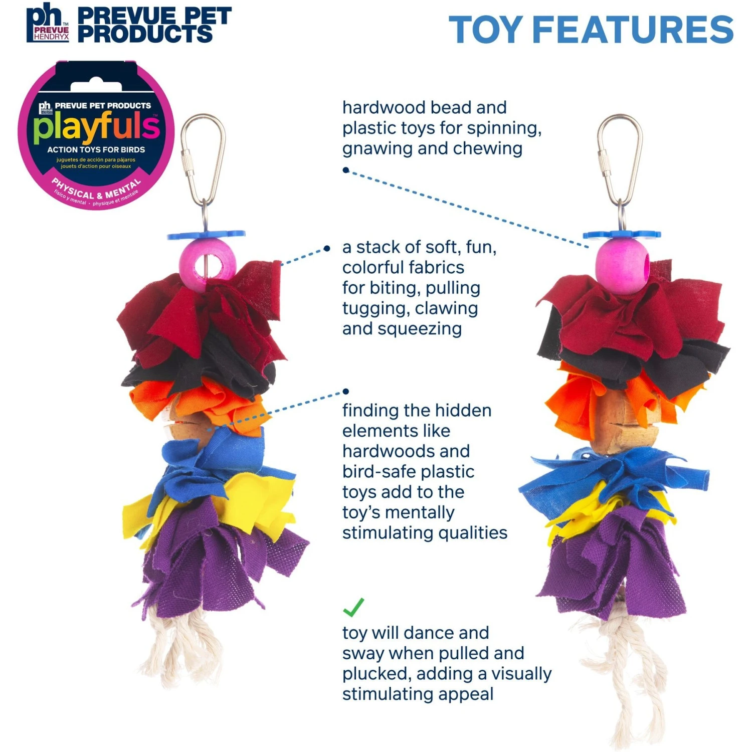 Prevue Pet Products Playfuls Bow Dangles Bird Toy, Multicolor 5 Prevue Pet Products Playfuls Bow Dangles Bird Toy, Multicolor - Image 3