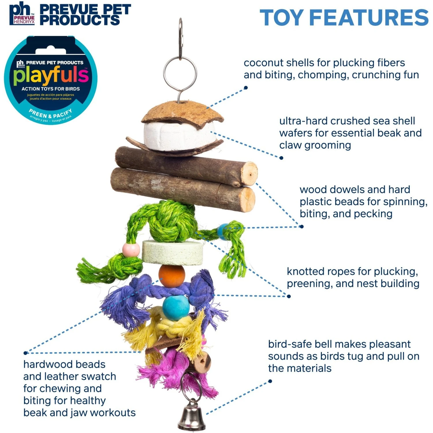 Prevue Pet Products Playfuls Mineral Bird Toy, Multicolor 5 Prevue Pet Products Playfuls Mineral Bird Toy, Multicolor - Image 3