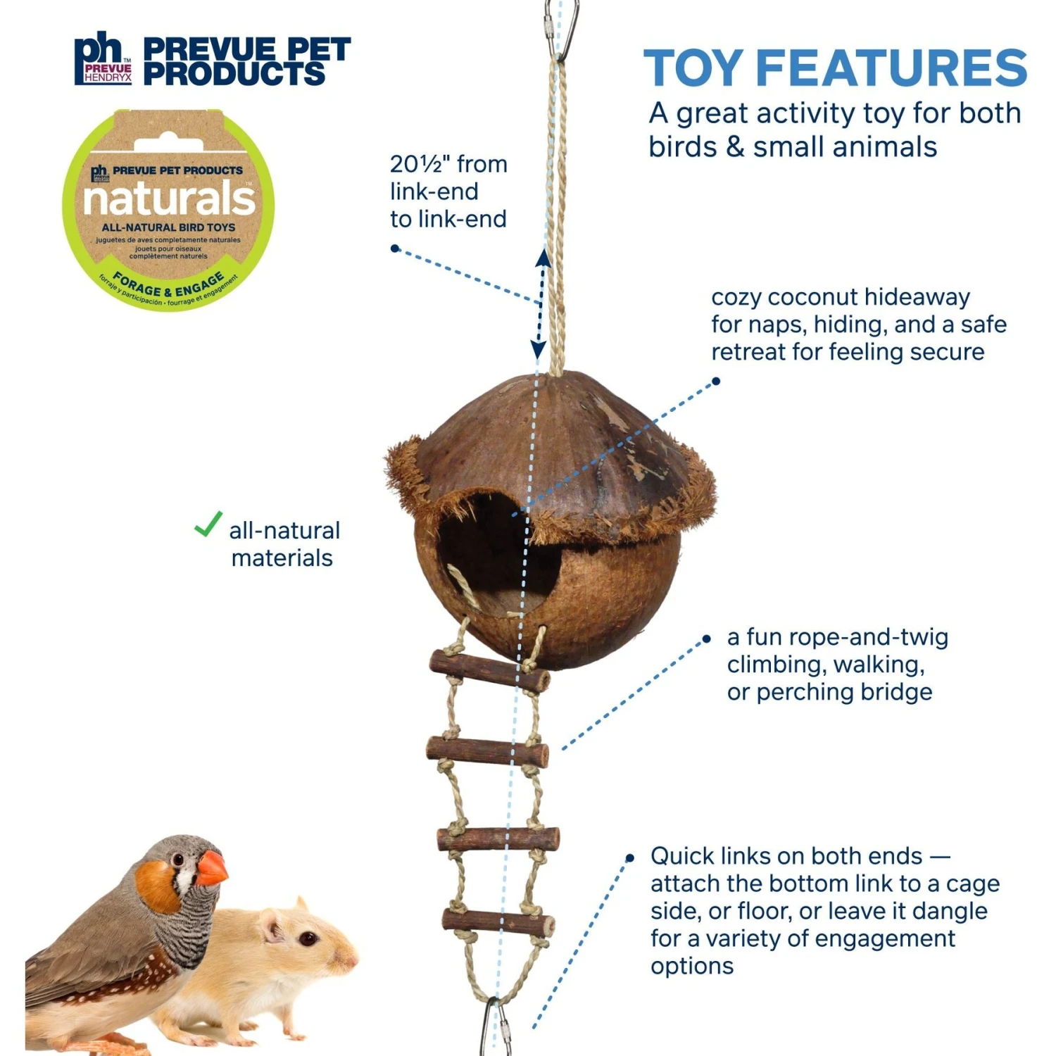 Prevue Pet Products Naturals Island Hideaway Bird Toy, Natural 5 Prevue Pet Products Naturals Island Hideaway Bird Toy, Natural - Image 3