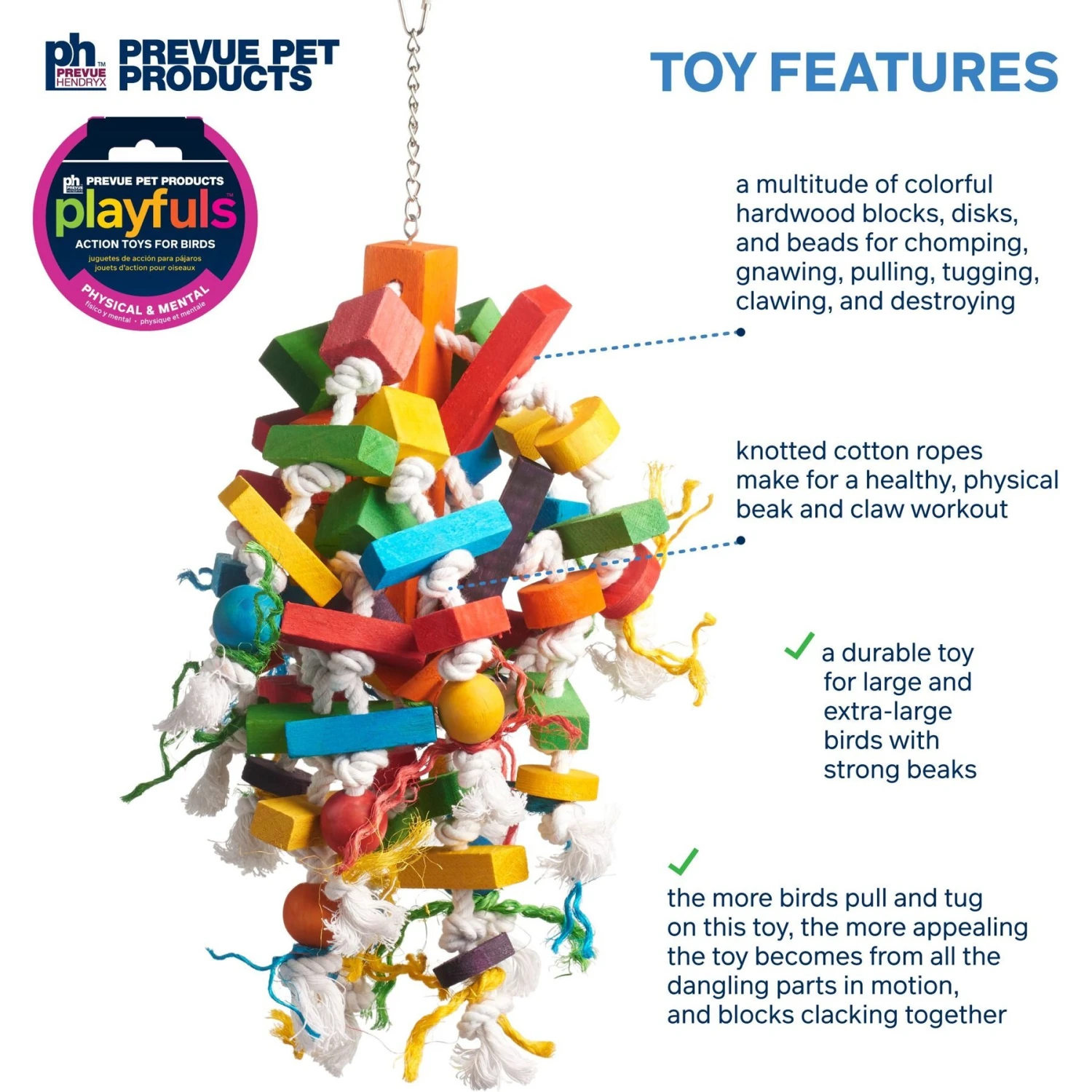 Prevue Pet Products Playfuls Wizard Bird Toy, Multicolor 5 Prevue Pet Products Playfuls Wizard Bird Toy, Multicolor - Image 3